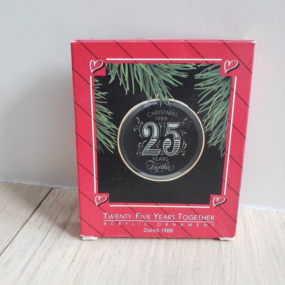 Hallmark 1988 25 Years Together Ornament Acrylic Silver‎ Heart Vintage Keepsake